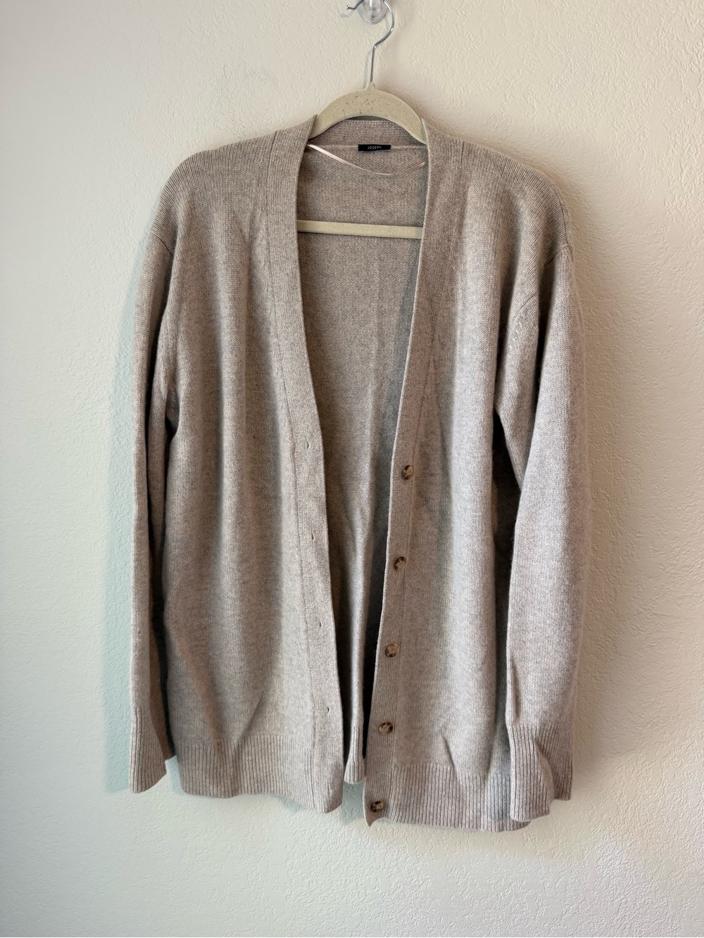 Joseph Women’s Oatmeal Button-Front Cardigan 100% Cashmere XL